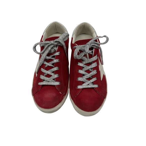 Golden Goose Super-Star Brown Rubber Distressed Metallic Leather-Trimmed Suede - Picture 3 of 5